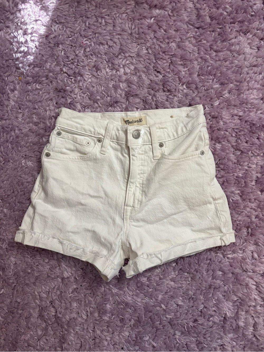 Madewell White High-Rise Cutoff Denim Shorts